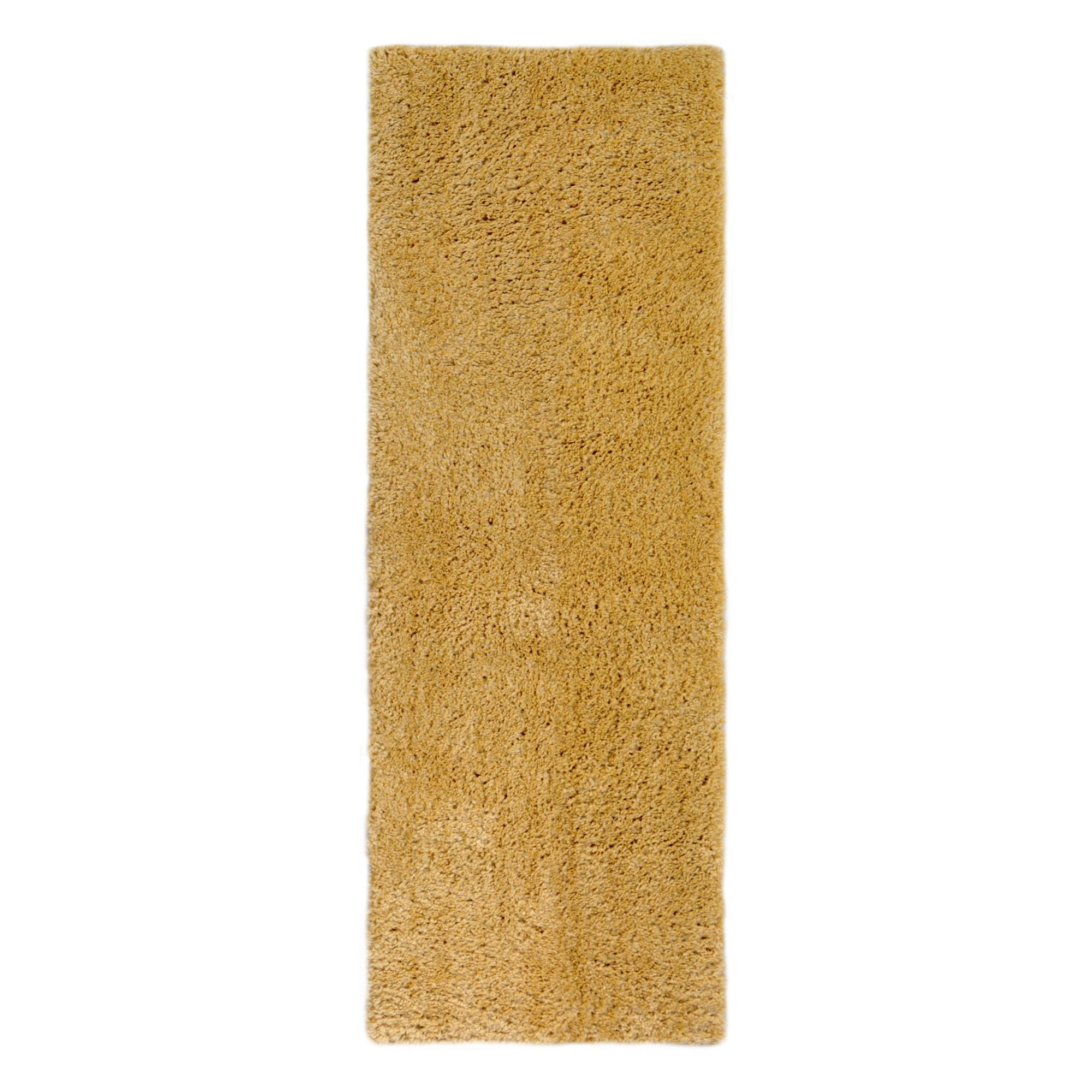 Snug Plain Shaggy Modern Runner Rugs In Ochre Yellow